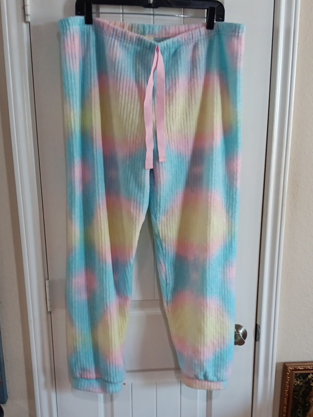 Bobbie Brooks 2X Plus Pastel Tie-Dye Fleece Pajama Joggers Soft Lounge Pants